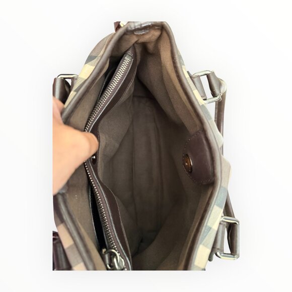 Burberry Northfield Smoked Check Satchel | Crossbody Strap - Picture 7 of 9